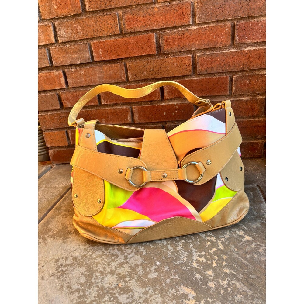 Abaco Neon Fabric and Leather Purse Made in France